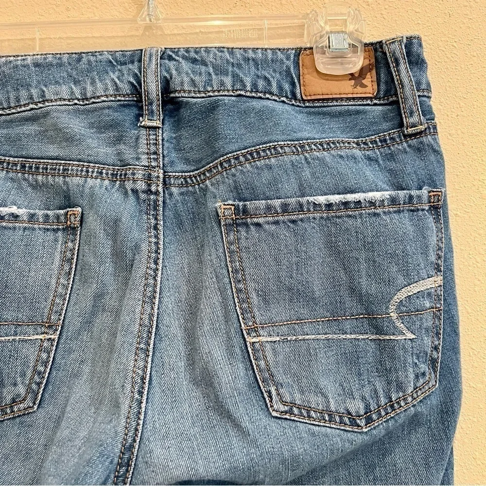 AMERICAN EAGLE Womens Tomgirl Jeans Shadow Patched Blues Button Fly Denim Size 0